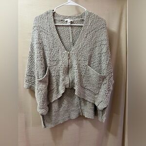 ⚪️ Cozy Knit Women's Short Sleeve Zip Up Sweater Size Small